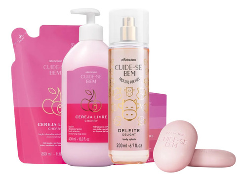 Combo Boticário Cereja Livre Creme Refil Sabonete Bodysplash