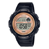 Reloj Casio Digital Lws-1200h-1a 60 Laps 100m Color De La Malla Negro Color Del Bisel Negro Color Del Fondo Gold Rose