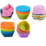 50ps Moldes Para Cupcakes O Muffins Reutilizable De Silicona