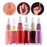 Kit 6 Esmaltes Impala Tons Vermelho Roxo Lançamento Verão