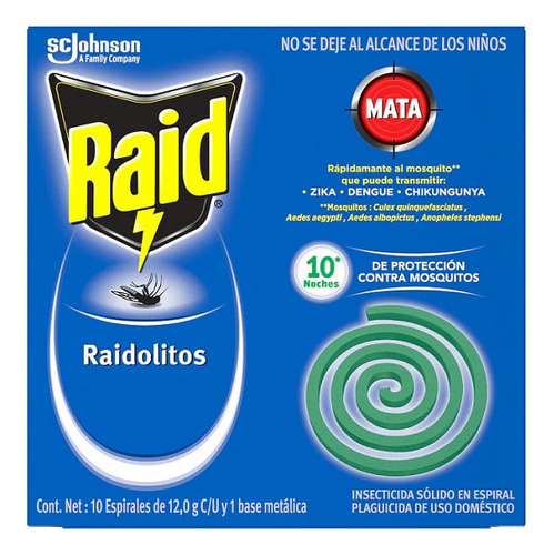 Raidolito Espiral Verde Mata Mosquito 12 Noches 12 Cajitas 