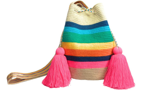 Mochila Wayuu Para Mujer, Bolsos Boho Colombianos, Hechos A 