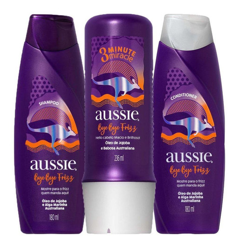 Kit Aussie Bye Bye Shampoo + Cond 180ml + Tratamento 236ml