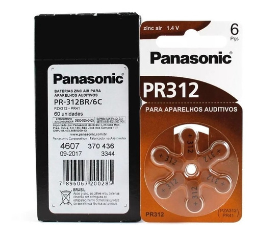 Kit 60 Baterias Aparelho Auditivo Pr312 / Pr41 Panasonic