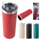 Copo Térmico De Aço Inox Liso Com Tampa 600ml - Weeze Cor Vermelho