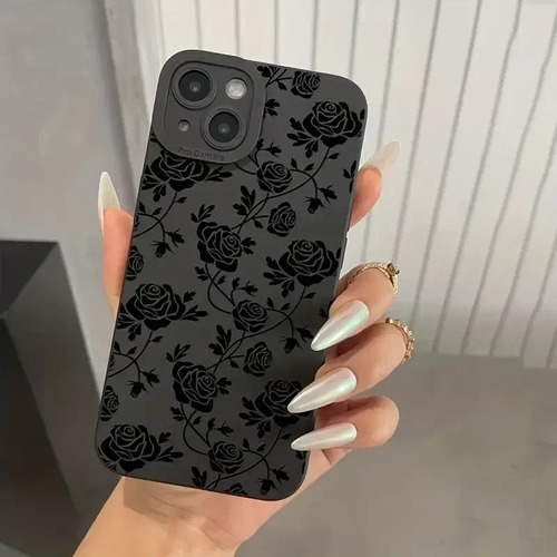 Funda De Silicona Con Estampado De Labios Y Besos Negros Par