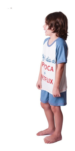 Pijama Curto Masculino Infantil Algodão Netflix Novidade