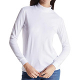 Remera Dama Mujer Cuello Alto Ribb Básica Manga Larga 