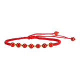 Pulsera Piedra Natural Hilo Rojo Acero Dorado