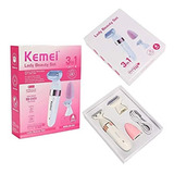 Depilador Elétrico Pelos Corpo Feminino Esponja Facial Kemei