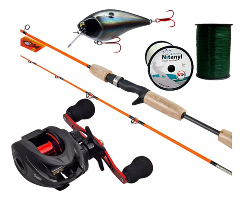 Combo Pesca Baitcasting Kayak Reel Huevito Rotativo + Caña 