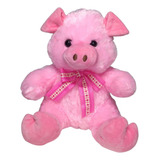 Porco De Pelúcia Macia Rosa Com Laço - 25 Cm ( 2 Cores )