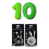 Kit 10 Piezas Cable Usb V8 2.1a 2 Metros Mayore 1hora Cab178