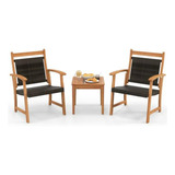 Set De Bistró De Rattan Y Madera Acacia Compatible Con Exter