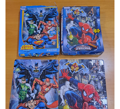 2 Rompecabezas 70 Piezas Tapimovil Spiderman Marvel C Cajas