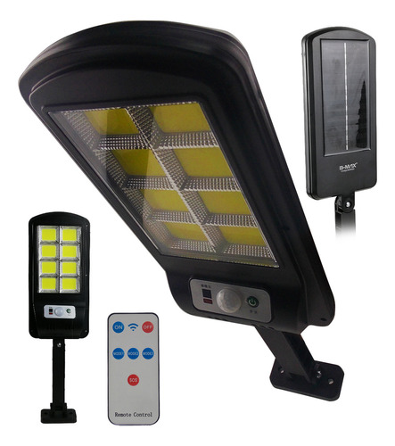 Luminária Solar Refletor Poste Led 100w Potente Aprova Chuva Cor Preto