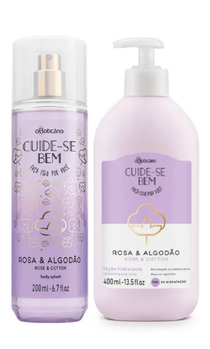 Combo Cuide-se Bem Rosa E Algodão Body Splash + Loção 400ml