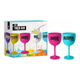 Taça Gin Com 2 Peças - Amor E Alegria - Brasfoot 10347 Plast