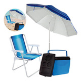 Kit Praia Guarda-sol Articulado + Cooler 34l + Cadeira