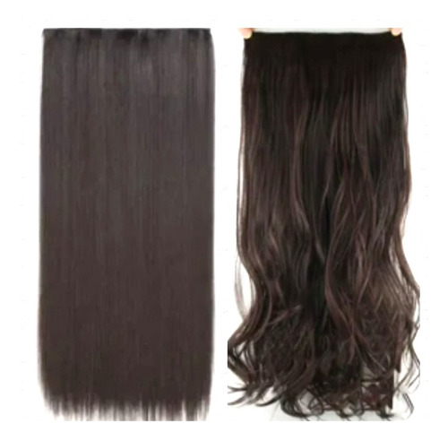 * Extensión Cortina Pelo Lacio/ondas Marrón Oscuro 60cm* 