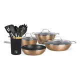 Kit Batería Cocina 7 Pza + Set 12 Utensilios Simplit