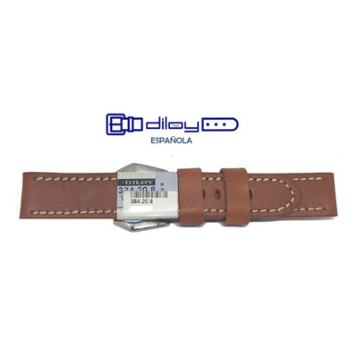Correa Reloj Piel Diloy 384 20mm Marrón Hebilla Acero Inoxidable | Envío gratis