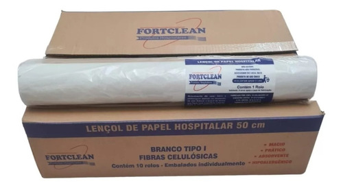 Kit 10 Bobina Lençol Rolo Papel Maca Clinica Hospital 50x50