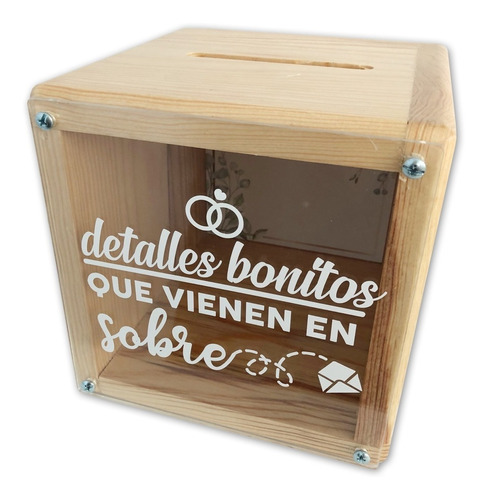 Caja De Madera Para Sobres Y Alcancía - Mod Detalles Bonitos