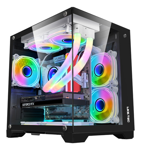 Gabinete Gamer Liketec Dasha Black Aquário Cubo Design