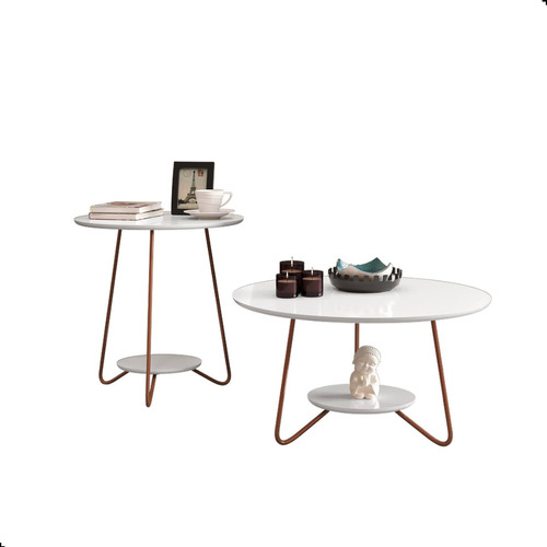 Jogo De Mesa Centro/apoio Liz - Ej Off White