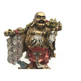 Figura Decorativa Buda Chino De La Abundancia Con Dragon