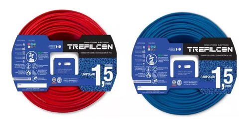 Cable Unipolar 1,5mm Pack X 2 Rollos X25 Mts Trefilcon (50m)