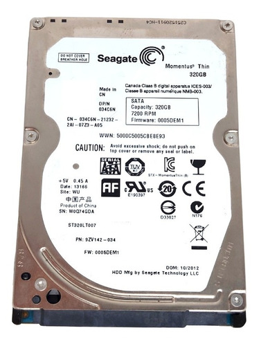 Hd Sata 3,5  320gb Seagate 7.200 St320lt007