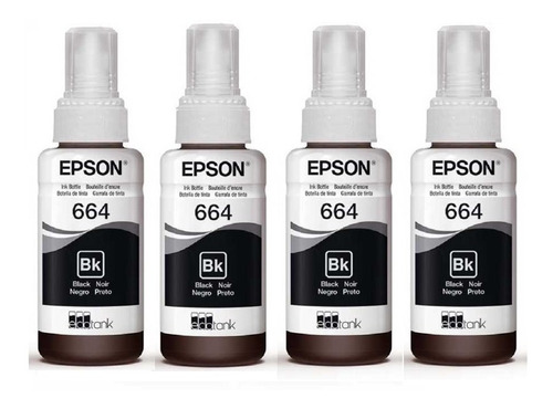 Kit 4 Tintas Epson T664 Originale Negro L380 L395 L575 L1300