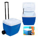 Caixa Termica Com Rodas Mor De 42 Litros Grande Azul Cooler