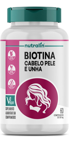 Biotina Cabelo, Pele E Unha 60 Comprimidos Nutralin
