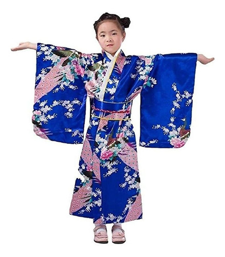 Vestido Japonés Kimono Bata Para Niñas Disfraz