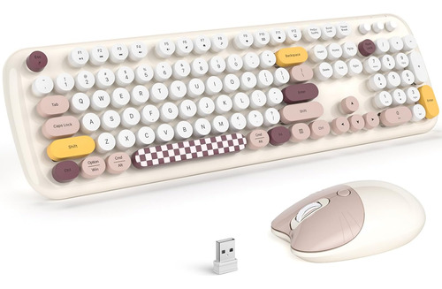 Teclado Y Mouse Inalámbricos Atelus, Teclado Máquina Retro Y