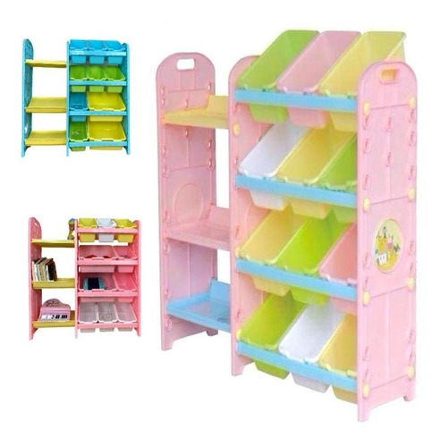 Estante Organizador Brinquedos Bau Guarda Livros Cesto Nicho