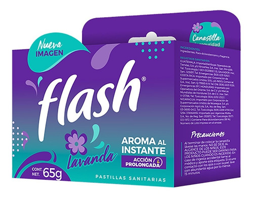 Canastilla Y Pastilla Para Baño Flash Lavanda 65 Gr