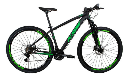 Bicicleta Aro 29 Ksw Xlt 24v Disco Câmbios Index Cor Preto/verde Tamanho Do Quadro 15