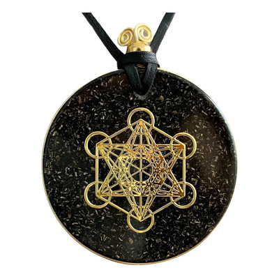 Medallón Orgonita Cubo De Metatron | Proteccion | Shungita Color Dorado | Envío gratis