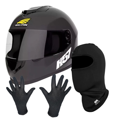 Casco Moto Cerrado  Hawk H57 Negro + Kit Invierno Avant