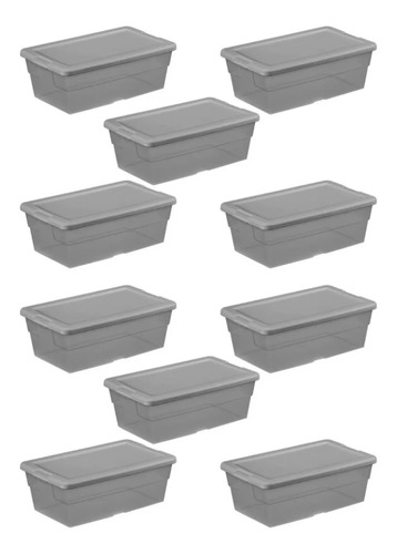 10 Cajas Contenedor Organizador Almacenamiento Zapatera Gris