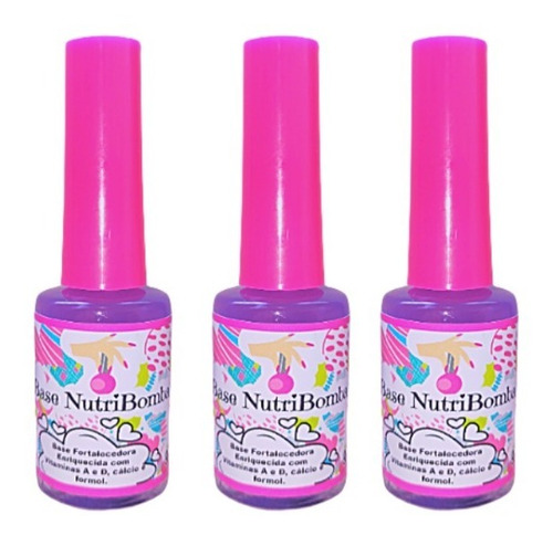 3 Esmalte Base Nutri Bomba Fortalecedora De Unhas-envio Hj