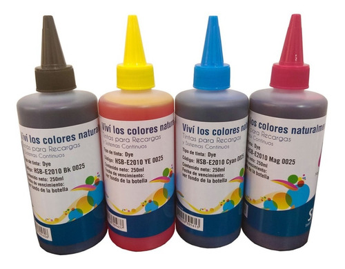 Combo X 4 250 Ml Tintas Scp Para Epson Stylus, Xp 201 211