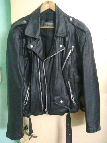 Campera De Cuero Motoquero Moto Rocker Rock Cierre Cruzado 