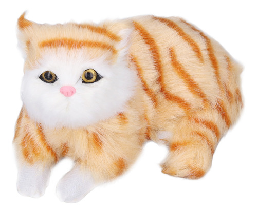 Simulação: Gato, Impressão Amarela, Deitado, Brinquedo De Pe