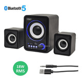 Caixa De Som 18w Mini Subwoofer 2.1 Bluetooth Notebook Ou Pc Cor Preto