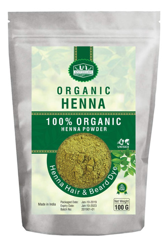 Tinte Organico Puro Para El Cabello, Henna Organica Certific